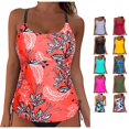 thumbnail image 1 of XIAONU Strappy Back Tankini Top for Women Solid Summer Coastal Swim Tank Top, 1 of 9