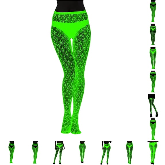 XIAONU Stretchy Fishnet Tights for Women Printed Graphic Holiday Wear Legging Bottoms