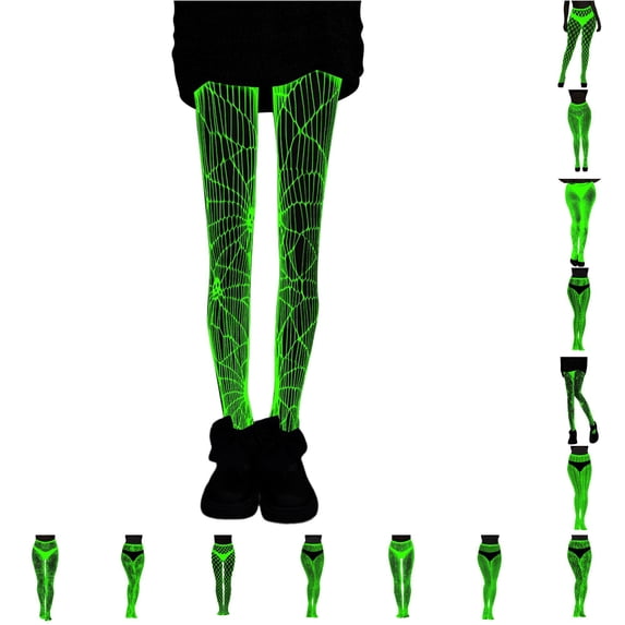 XIAONU Stretchy Fishnet Tights for Women Printed Graphic Holiday Wear Legging Bottoms