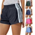 thumbnail image 1 of XIAONU Stripe Print Shorts for Women Elastic Waist Athletic Wear Shorts, 1 of 4