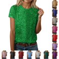 thumbnail image 1 of XIAONU Summer Sequin-Embellished T-Shirt for Women Crew-Neck Short-Sleeve Night-Out Party Casual Tee, 1 of 4