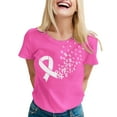 thumbnail image 1 of XIAONU T Shirts For Women Breast Cancer Pink Printed Short Sleeve O Neck T Shirt Ladies Solid Color Flowy Pullover Tee, 1 of 5