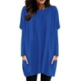 thumbnail image 1 of XIAONU T Shirts For Women Round Neck Long Sleeved Loose T-Shirt Oversize Solid Color Simple Pullover Tee Daily Wear, 1 of 5