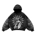 thumbnail image 1 of XIAONU Thorn Halo Figure Pullover Hoodies for Men Dark Art Graphic Hooded Sweatshirt Gothic Street Front Pocket Hoodie, 1 of 3
