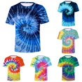 thumbnail image 1 of XIAONU Tie Dye Print T Shirt for Men Crew Neck Short Sleeve Summer Top, 1 of 3