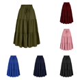 thumbnail image 1 of XIAONU Tiered Midi Skirt For Women Elastic Waist Drawstring Casual Flowy A Line Skirt, 1 of 5
