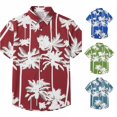 thumbnail image 1 of XIAONU Tree Print Shirt for Men Short Sleeve Button Front Beach Tops, 1 of 4