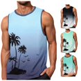 thumbnail image 1 of XIAONU Tree Print Sleeveless Tank Top for Men Gradient Color Beach Casual Muscle Shirt, 1 of 4