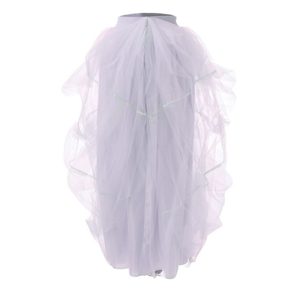 XIAONU Tulle Maxi Skirt For Women Layered Mesh Asymmetric Slit Skirts Flowy Formal Parties Elegant Skirt