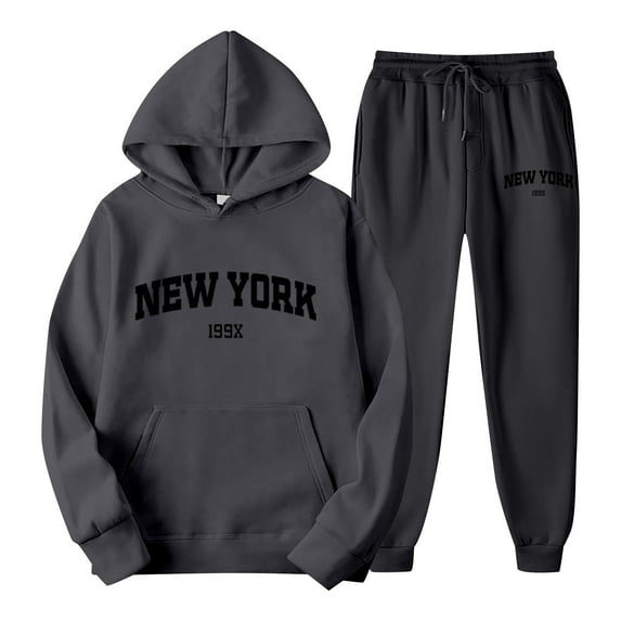 XIAONU Unisex "New York 199X" Hoodie & Jogger Set etro Graphic Tracksuit Casual Daily Streetwear Outfit