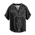 thumbnail image 1 of XIAONU Viking Geometric Allover Print Henley Shirt for Men Short Sleeve Casual Beach Tops, 1 of 3