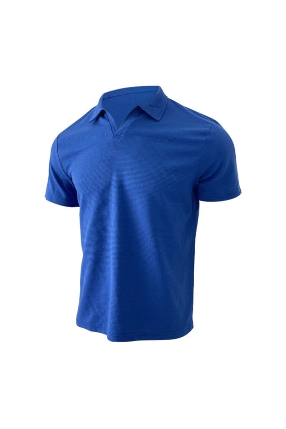 Waffle Knit Polo Shirt for Men Short Sleeve Johnny Collar Tee Lightweight Breathable Casual Daily Sport Wear Shirts