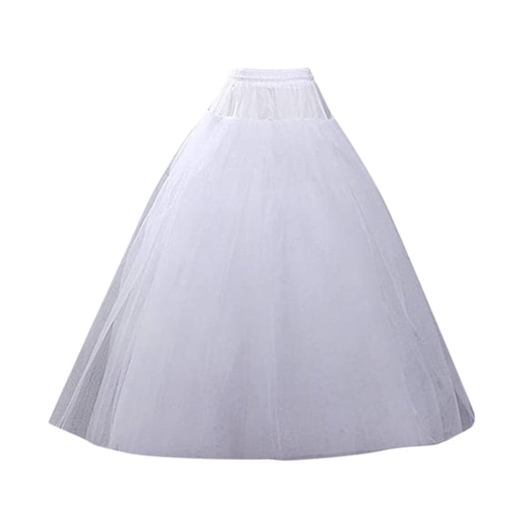 XIAONU White Tulle Underskirt For Women Elastic Waist Long Full Slip Wedding Petticoat