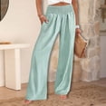 thumbnail image 1 of XIAONU Wide Leg Pants for Women Gingham Loose-Fit High-Waist Casual Beach Vacation Trousers, 1 of 4