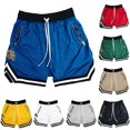 thumbnail image 1 of XIAONU Wolf Patch Mesh Shorts for Men Drawstring Waist Zipper Pockets Athletic Shorts, 1 of 5