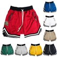 thumbnail image 1 of XIAONU Wolf Patch Mesh Shorts for Men Drawstring Waist Zipper Pockets Athletic Shorts, 1 of 5
