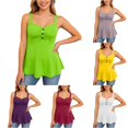 thumbnail image 1 of XIAONU Women Button Cami Tank Top Sleeveless Ruched Flared Hem Casual Blouse, 1 of 7