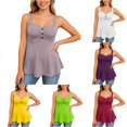 thumbnail image 1 of XIAONU Women Button Cami Tank Top Sleeveless Ruched Flared Hem Casual Blouse, 1 of 7