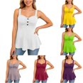 thumbnail image 1 of XIAONU Women Button Cami Tank Top Sleeveless Ruched Flared Hem Casual Blouse, 1 of 5