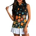 thumbnail image 1 of XIAONU Women Floral Print Polo Tank Zip Collar Sleeveless Athletic Golf Top, 1 of 4