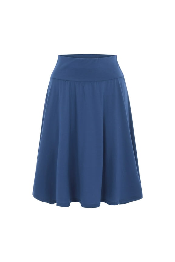 Women High-Waisted A-Line Flared Mini Skirt Stretchy Waist Lightweight Soft Casual Daily Wear for Women