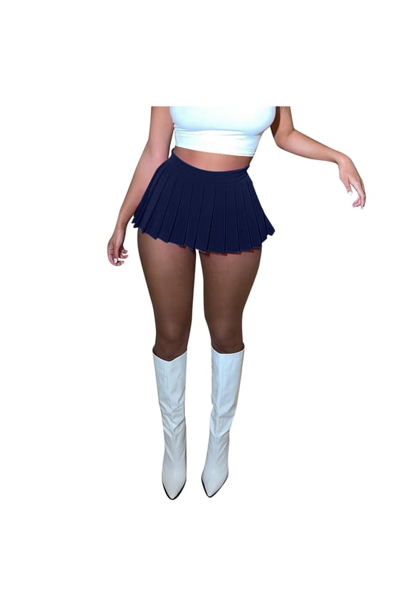 Women Micro Mini Pleated Skirt Low Rise Layered Ruffled Skort Clubwear Skirts