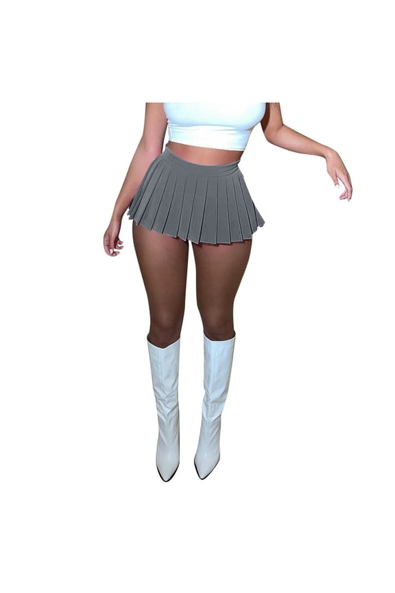 Women Micro Mini Pleated Skirt Low Rise Layered Ruffled Skort Clubwear Skirts