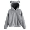 thumbnail image 1 of XIAONU Women'S Hoodies Bear Ear Fleece Lined Warm Hooded Sweatshirt Solid Color Thick Long Sleeve Pullover Hoodie, 1 of 6