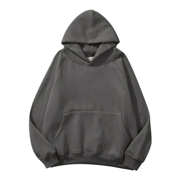 XIAONU Women'S Hoodies Solid Basic Fleece Letter Loose Hoodie Sweatshirt Long Sleeve Pocket Drop Shoulder Pullovers Top
