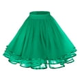 thumbnail image 1 of XIAONU Women Solid Color Layered Petticoat Skirt Elastic Waist Ruffled Fluffy Gown Party Wear Skirts, 1 of 3