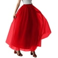 thumbnail image 1 of XIAONU Women Solid Color Tulle Maxi Skirt High Waist Flowy A-Line Gown Wedding Bridesmaid Wear Skirts, 1 of 5