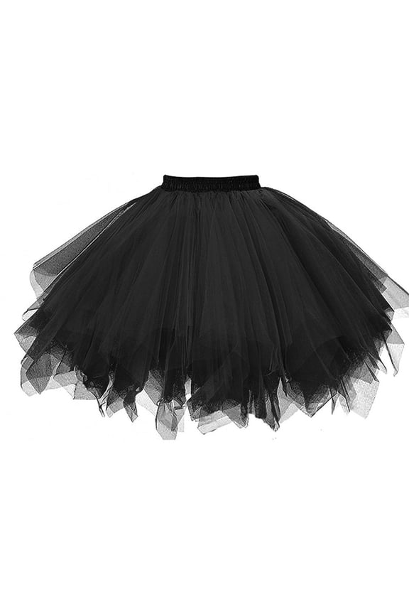 Women Solid Color Tulle Tutu Skirt Elastic Waist Fluffy Layered Petticoat Party Dance Wear Skirts
