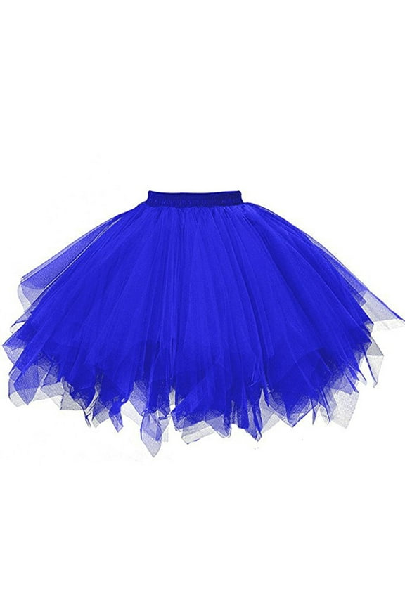 Women Solid Color Tulle Tutu Skirt Elastic Waist Fluffy Layered Petticoat Party Dance Wear Skirts