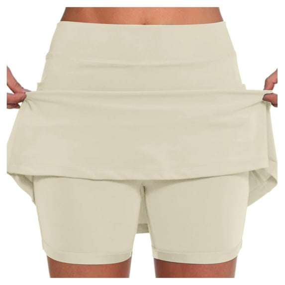 XIAONU Women's Built-in Shorts Mini Skirt Stretchy High-Waist Skirt Comfortable Casual Daily Wear