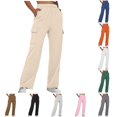 thumbnail image 1 of XIAONU Women's Cargo Wide Leg Pants Multi Pockets Relaxed Fit Daily Trousers, 1 of 6