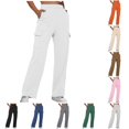 thumbnail image 1 of XIAONU Women's Cargo Wide Leg Pants Multi Pockets Relaxed Fit Daily Trousers, 1 of 6