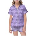 thumbnail image 1 of XIAONU Women's Cartoon Pajama Set Short-Sleeve Button-Down Pajama Set Soft Comfortable Sleepwear Casual Loungewear Set, 1 of 5