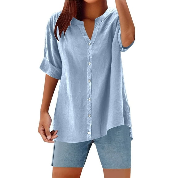 XIAONU Women's Casual Button Down Shirt Everyday Comfortable Blouse Soft Breathable Fabric Versatile Stylish Top
