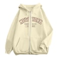 thumbnail image 1 of XIAONU Women's Casual Zip Up Hoodie Long Sleeve Drawstring Hooded Letter Graphic Sweatshirt Warm Preppy Daily Wear Hoodies, 1 of 4