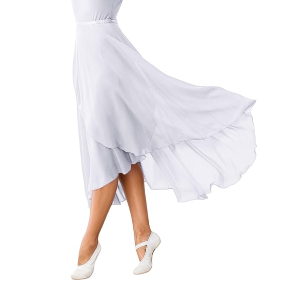 XIAONU Women's Chiffon Maxi Skirt High Waist Flowy Asymmetrical Hem Dance Formal Long Skirt