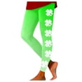 thumbnail image 1 of XIAONU Women's Clover Print Leggings Slim Fit Full Length Tights Playful Casual Everyday Bottoms Light Green, 1 of 4