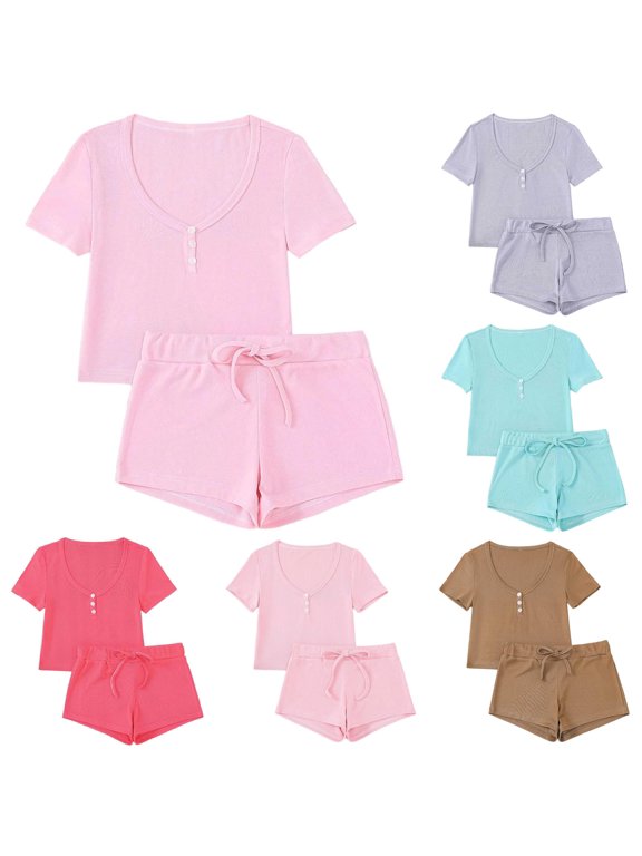 Short Sets for Women Halloween Print Short Leeve Tops Shorts Casual Loungewear Womens Sets 2 Piece Outfits Light Yellow XXL