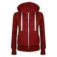 thumbnail image 1 of XIAONU Women's Contrast Trim Hoodies Full Zip Drawstring Hoodie Casual Daily Jacket, 1 of 3