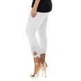 thumbnail image 1 of XIAONU Women's Cutout Capri Leggings High Waist Lace Trim Design Bottoms Stretchy Casual Style Dress Pants White, 1 of 5