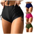 thumbnail image 1 of XIAONU Women's Drawstring Side Swim Shorts Solid Summer Beach Swim Trunks, 1 of 5