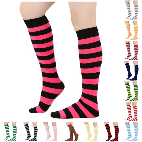 XIAONU Women's Elastic Striped Comfort Knee High Socks