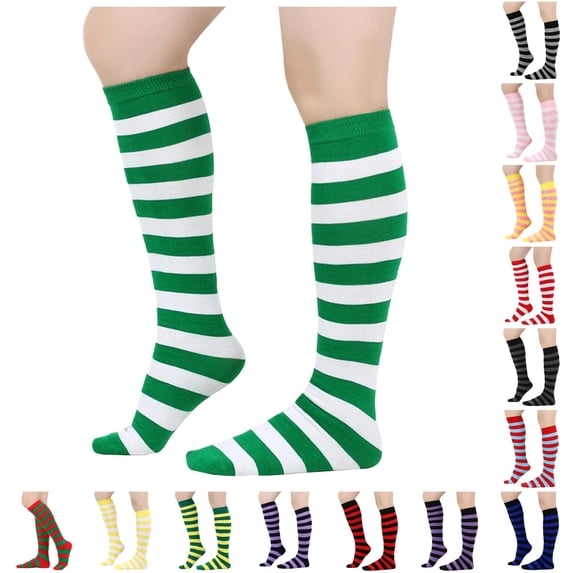 XIAONU Women's Elastic Striped Comfort Knee High Socks