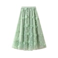 thumbnail image 1 of XIAONU Women's Floral-Embroidered Tulle Maxi Skirt Elastic Waist Flared Skirt Romantic Elegant Bridal Shower Tea Party Wear, 1 of 7