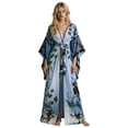 thumbnail image 1 of XIAONU Women's Floral Print Long Kimono Robe Flowy Floor-Length Nighttime Elegant Wrap Gown, 1 of 5