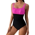 thumbnail image 1 of XIAONU Women's Floral Print Square Neck Swimwear Slim Fit Sleeveless Square Neck One Piece Swimsuit Stretchy Vibrant Pool Swimsuits, 1 of 5